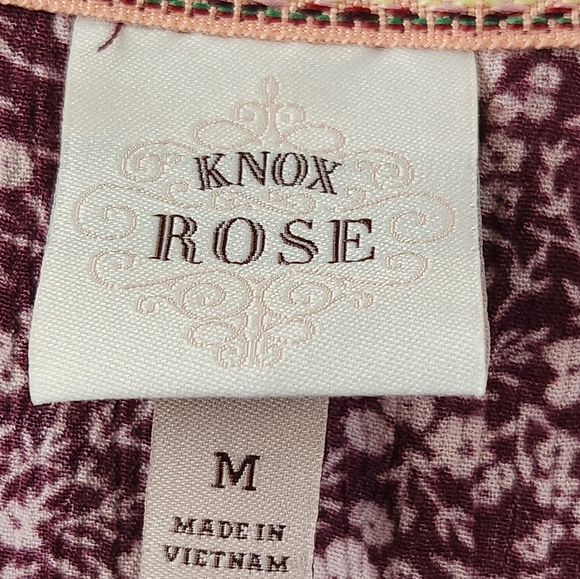 Knox Rose V-Neck Mini Dress Tunic Babydoll Floral Print Purple Medium - Picture 2 of 7